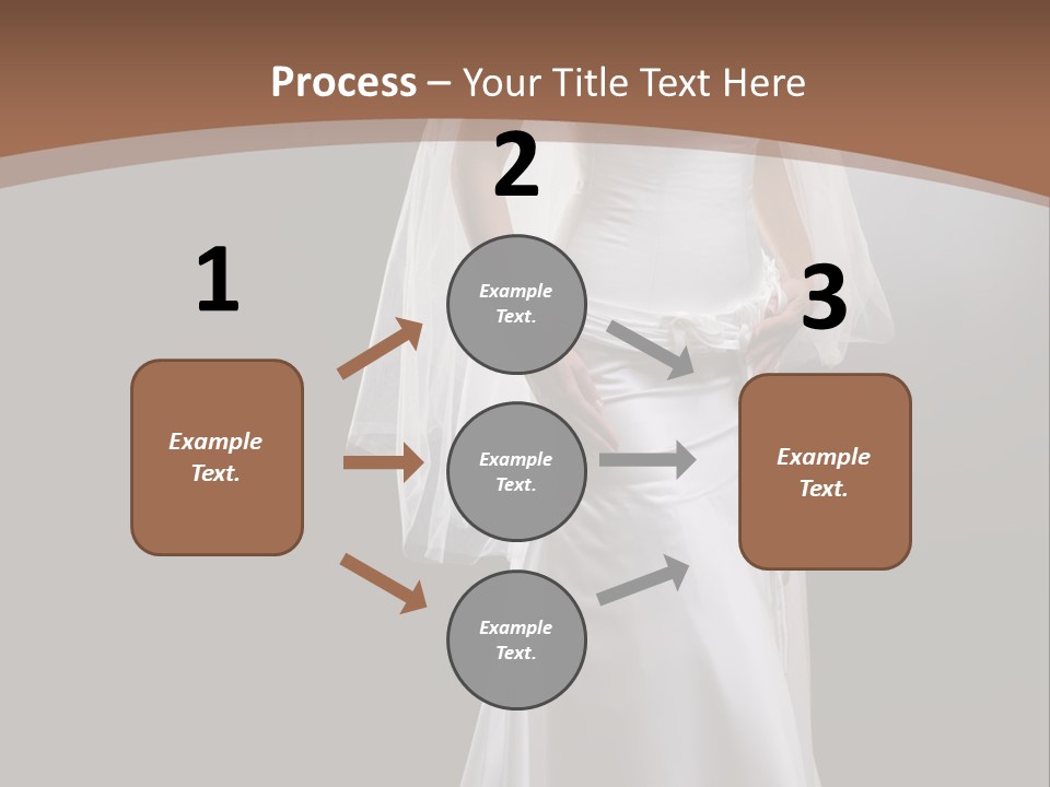 Studio Portrait Of A Young Bride Wearing White Wedding Dress With Veil, Smiling And Looking At Camera. PowerPoint Template