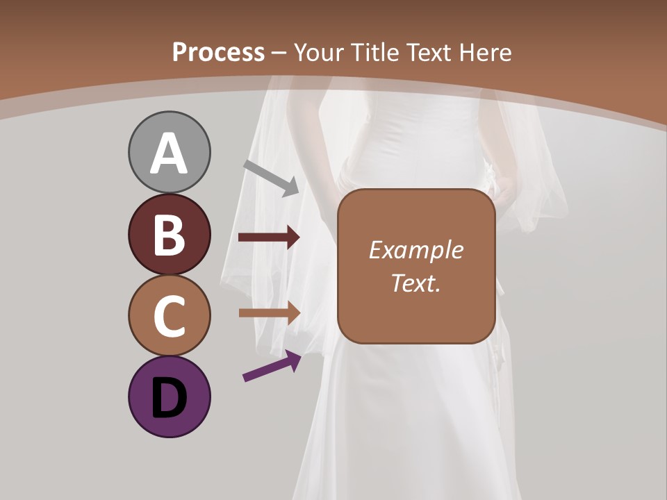 Studio Portrait Of A Young Bride Wearing White Wedding Dress With Veil, Smiling And Looking At Camera. PowerPoint Template