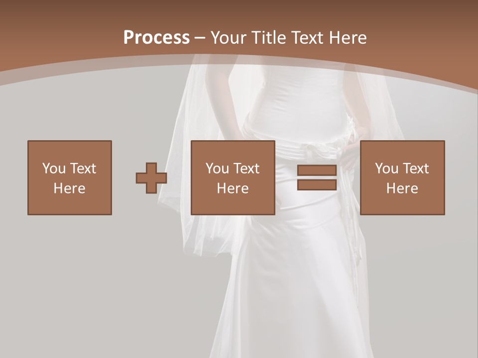 Studio Portrait Of A Young Bride Wearing White Wedding Dress With Veil, Smiling And Looking At Camera. PowerPoint Template