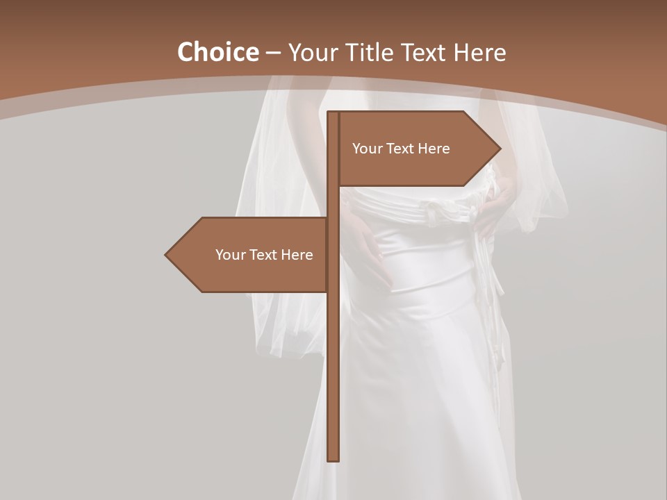 Studio Portrait Of A Young Bride Wearing White Wedding Dress With Veil, Smiling And Looking At Camera. PowerPoint Template
