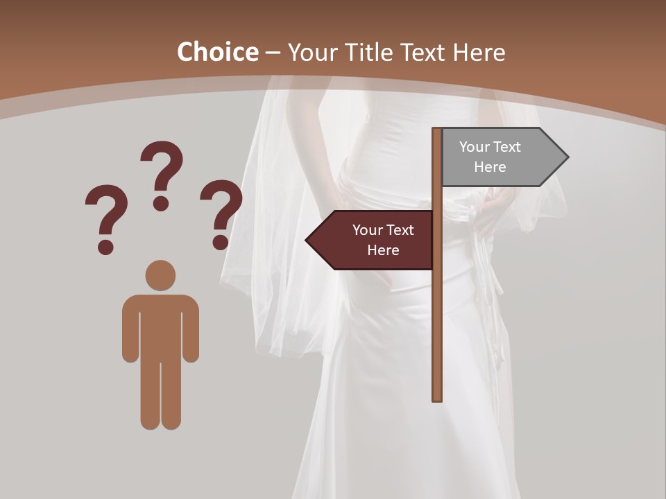 Studio Portrait Of A Young Bride Wearing White Wedding Dress With Veil, Smiling And Looking At Camera. PowerPoint Template