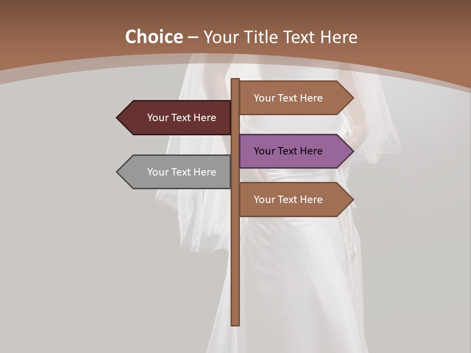 Studio Portrait Of A Young Bride Wearing White Wedding Dress With Veil, Smiling And Looking At Camera. PowerPoint Template