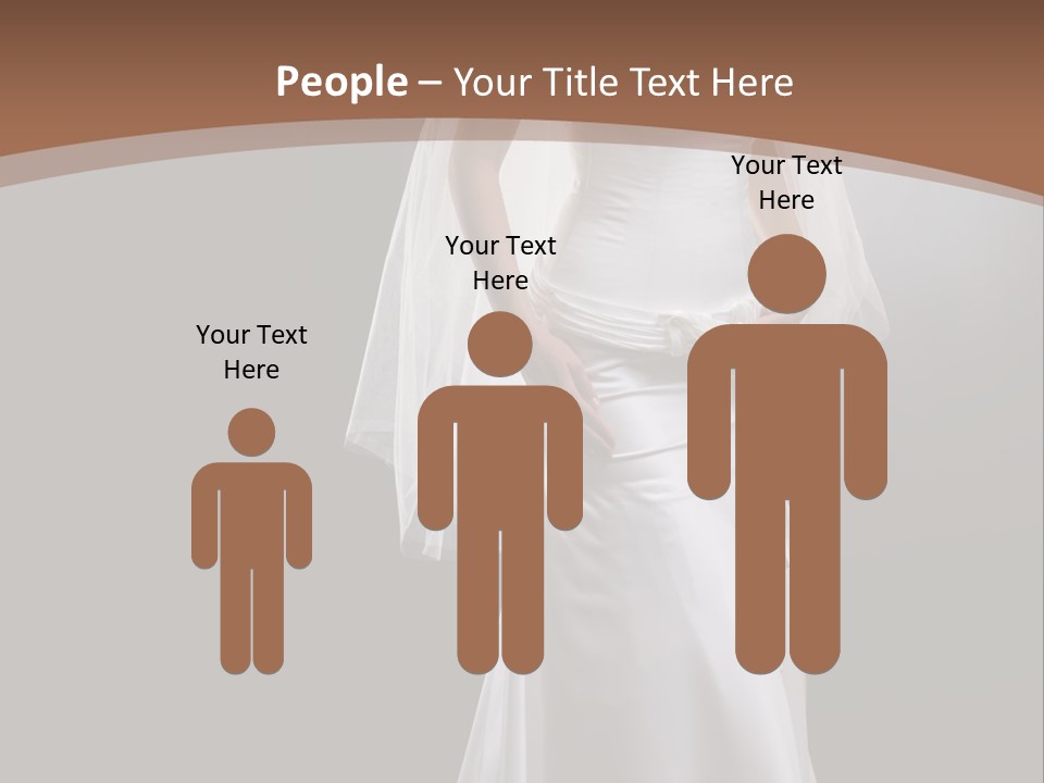 Studio Portrait Of A Young Bride Wearing White Wedding Dress With Veil, Smiling And Looking At Camera. PowerPoint Template