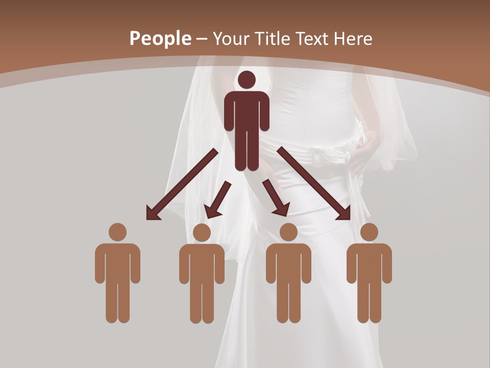 Studio Portrait Of A Young Bride Wearing White Wedding Dress With Veil, Smiling And Looking At Camera. PowerPoint Template