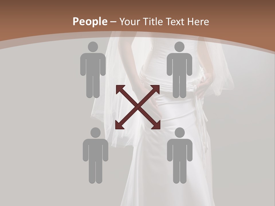 Studio Portrait Of A Young Bride Wearing White Wedding Dress With Veil, Smiling And Looking At Camera. PowerPoint Template