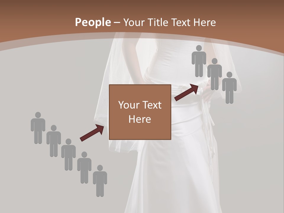 Studio Portrait Of A Young Bride Wearing White Wedding Dress With Veil, Smiling And Looking At Camera. PowerPoint Template