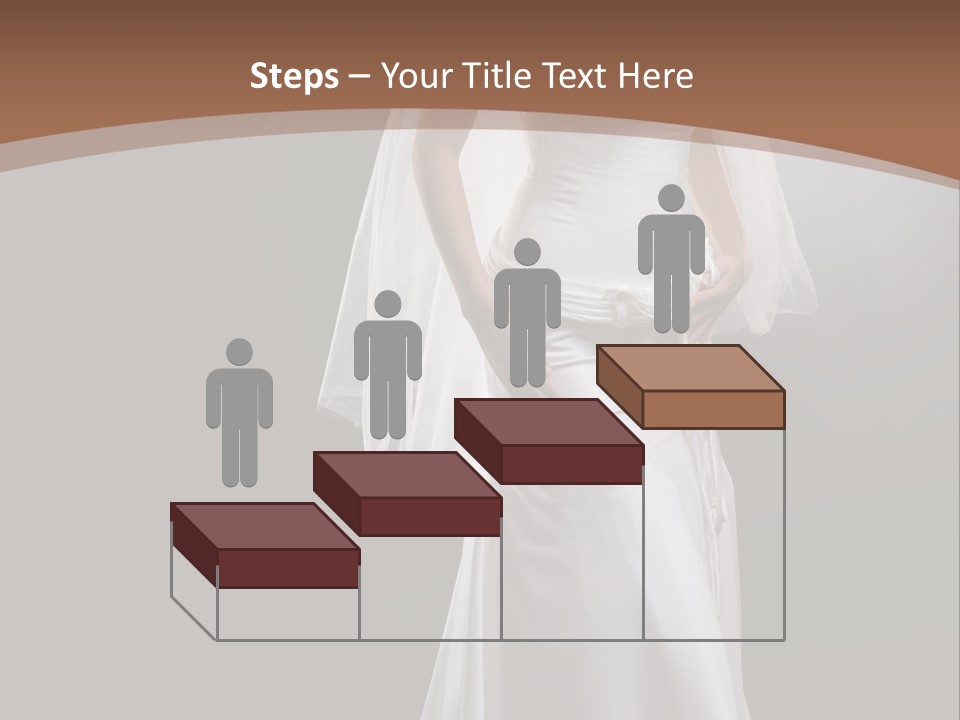 Studio Portrait Of A Young Bride Wearing White Wedding Dress With Veil, Smiling And Looking At Camera. PowerPoint Template