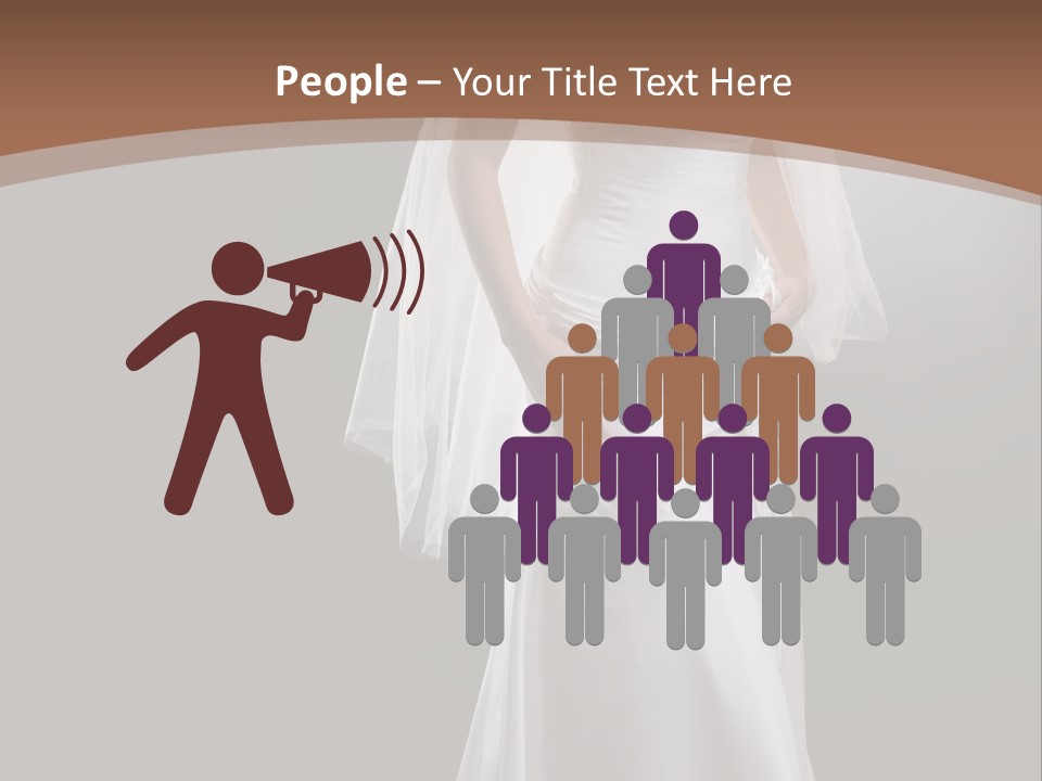 Studio Portrait Of A Young Bride Wearing White Wedding Dress With Veil, Smiling And Looking At Camera. PowerPoint Template