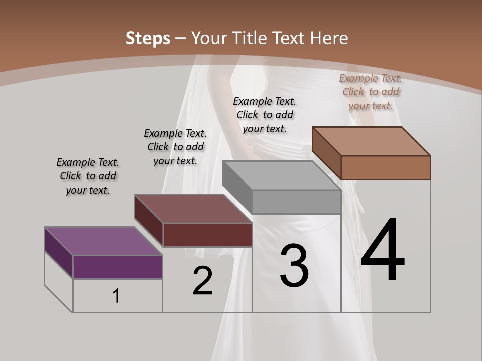 Studio Portrait Of A Young Bride Wearing White Wedding Dress With Veil, Smiling And Looking At Camera. PowerPoint Template