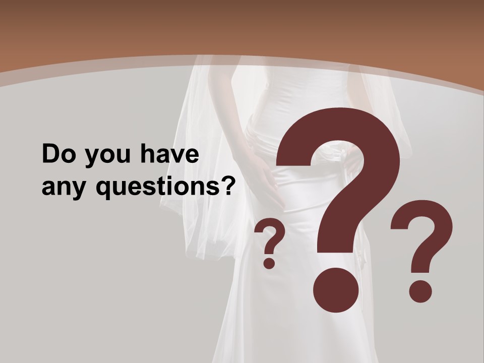 Studio Portrait Of A Young Bride Wearing White Wedding Dress With Veil, Smiling And Looking At Camera. PowerPoint Template