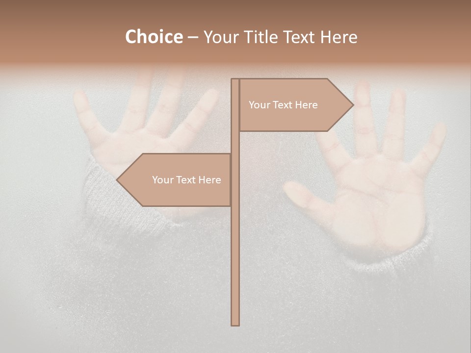 A Young Girl Trapped Behind Some Frosted Glass With Her Hands On It PowerPoint Template