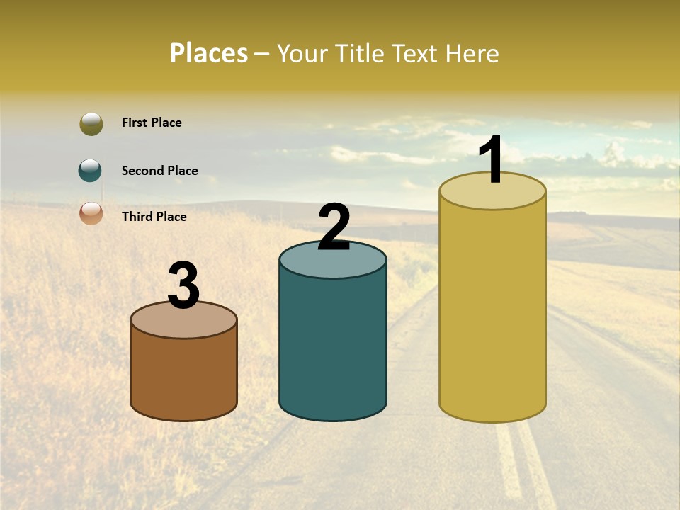 A Road Going Through A Field With A Cloudy Sky In The Background PowerPoint Template