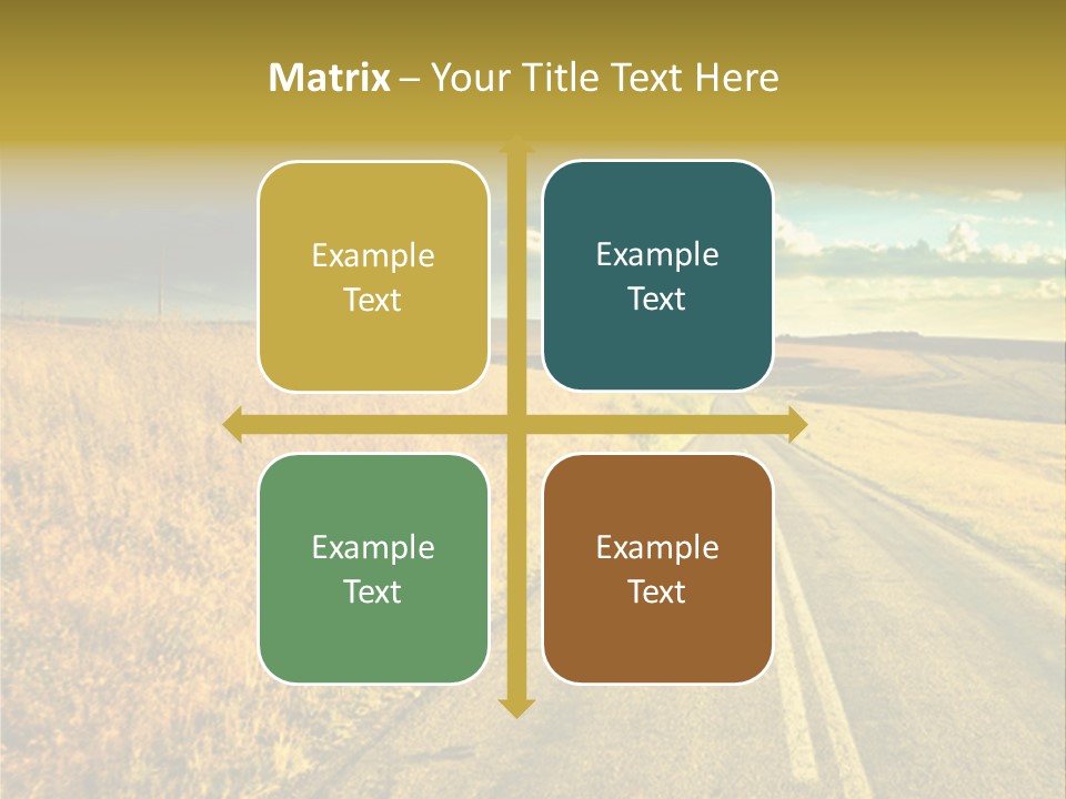 A Road Going Through A Field With A Cloudy Sky In The Background PowerPoint Template