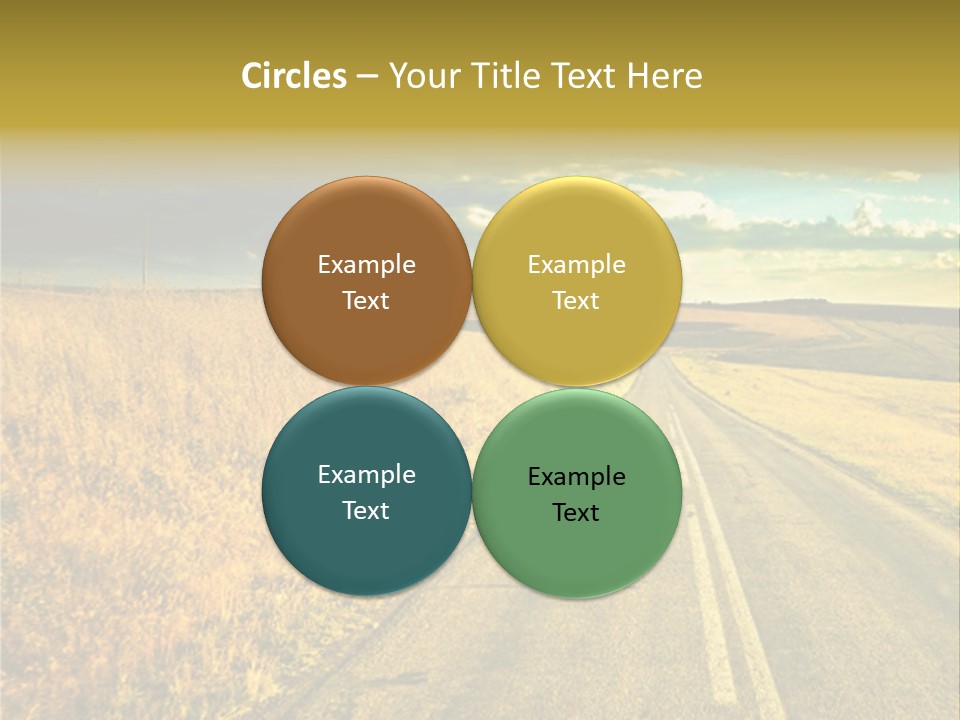 A Road Going Through A Field With A Cloudy Sky In The Background PowerPoint Template