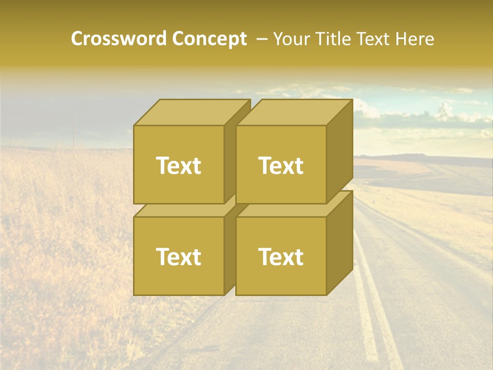 A Road Going Through A Field With A Cloudy Sky In The Background PowerPoint Template