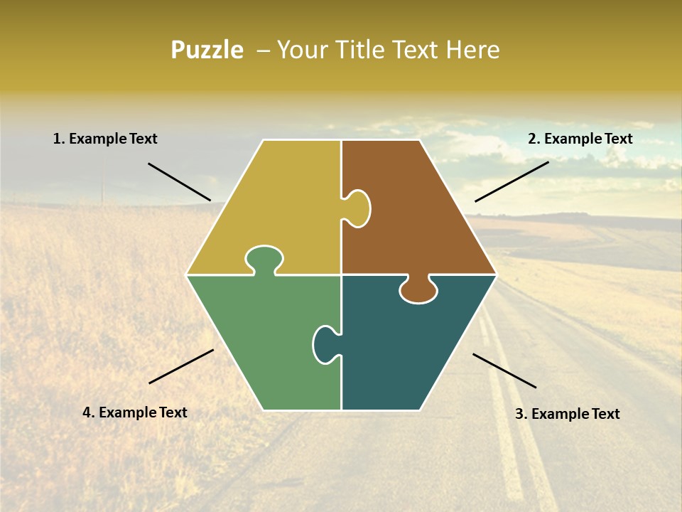 A Road Going Through A Field With A Cloudy Sky In The Background PowerPoint Template