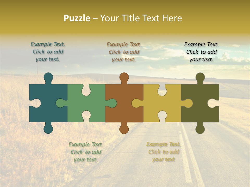 A Road Going Through A Field With A Cloudy Sky In The Background PowerPoint Template