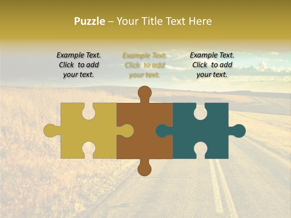 A Road Going Through A Field With A Cloudy Sky In The Background PowerPoint Template