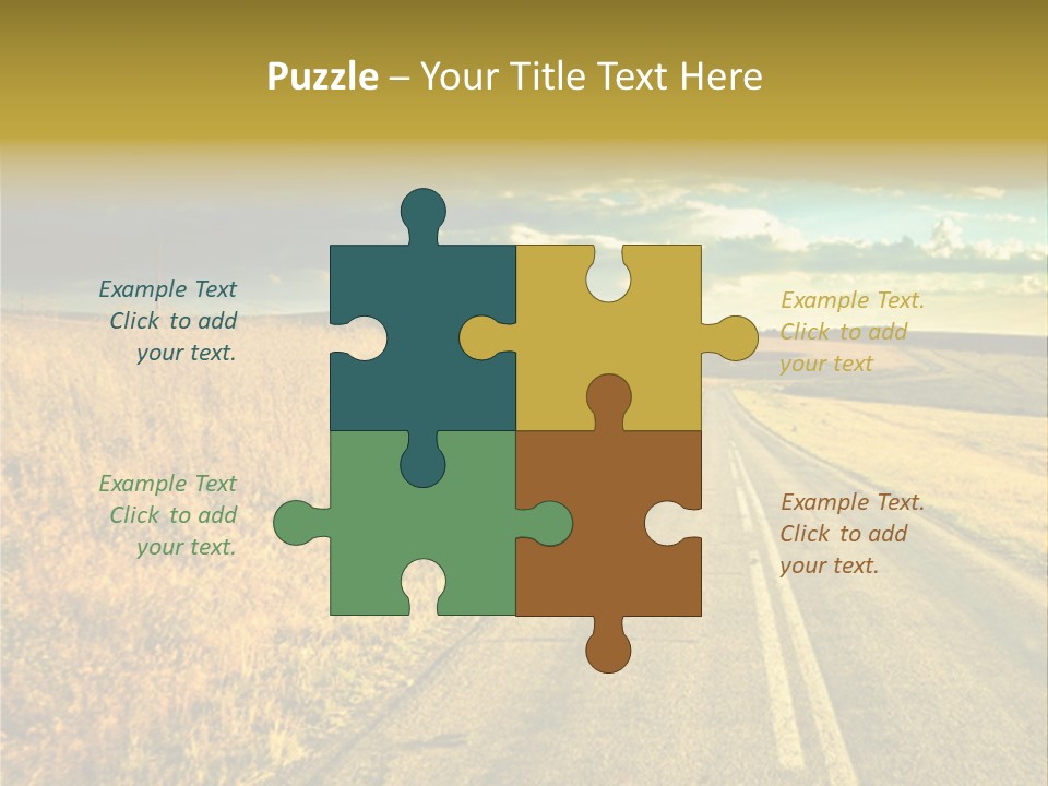 A Road Going Through A Field With A Cloudy Sky In The Background PowerPoint Template