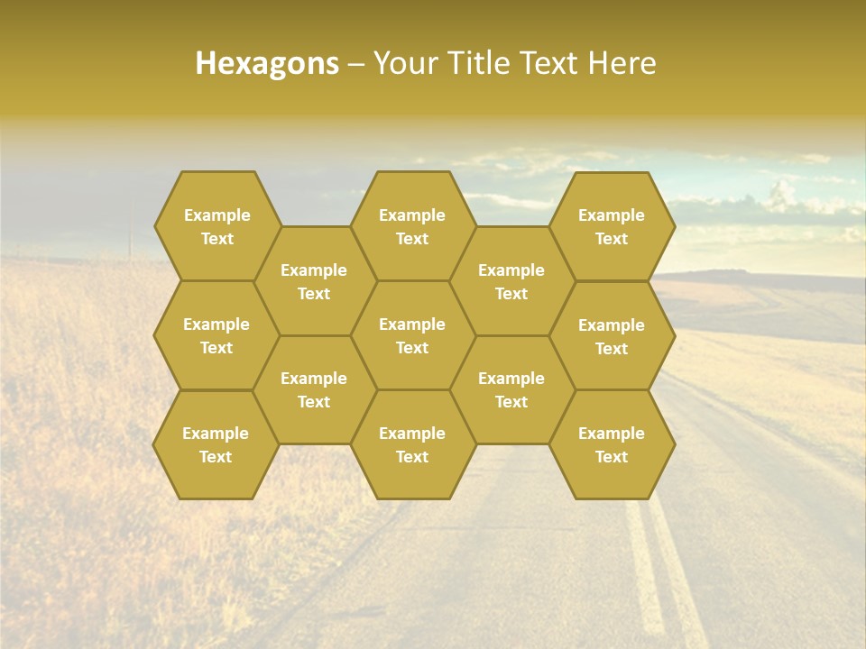 A Road Going Through A Field With A Cloudy Sky In The Background PowerPoint Template