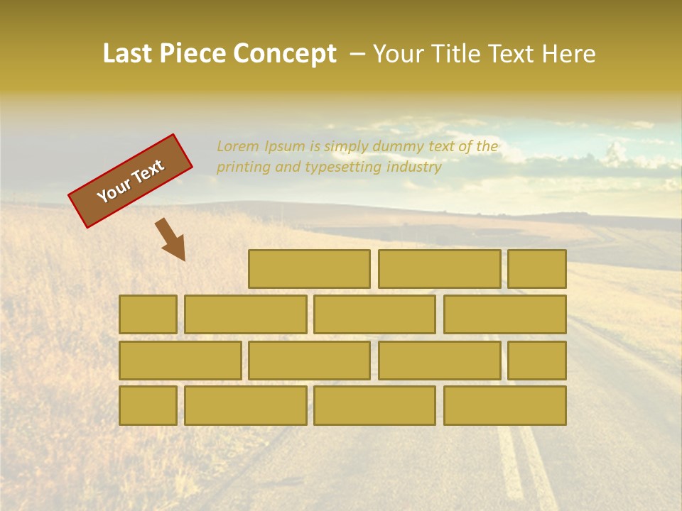 A Road Going Through A Field With A Cloudy Sky In The Background PowerPoint Template