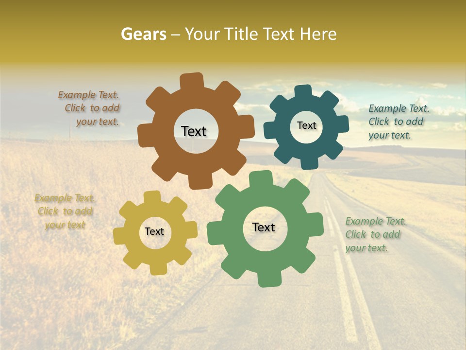 A Road Going Through A Field With A Cloudy Sky In The Background PowerPoint Template