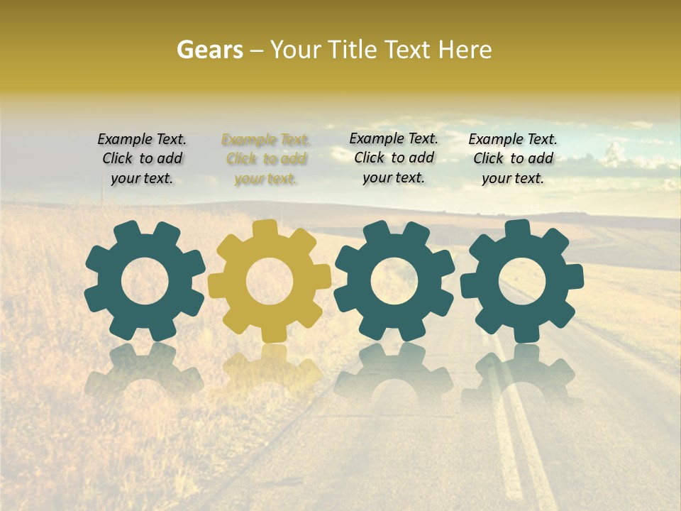 A Road Going Through A Field With A Cloudy Sky In The Background PowerPoint Template