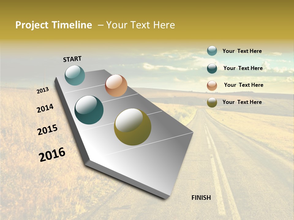 A Road Going Through A Field With A Cloudy Sky In The Background PowerPoint Template