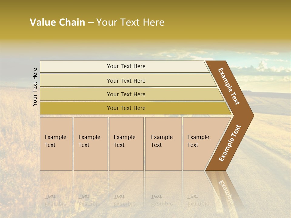 A Road Going Through A Field With A Cloudy Sky In The Background PowerPoint Template