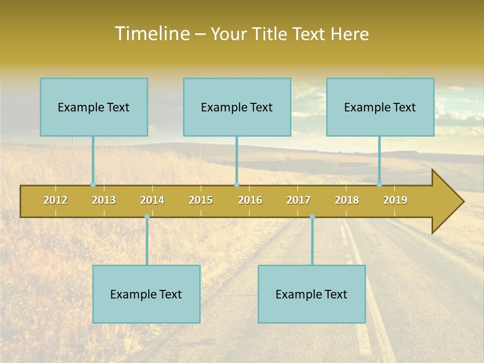 A Road Going Through A Field With A Cloudy Sky In The Background PowerPoint Template