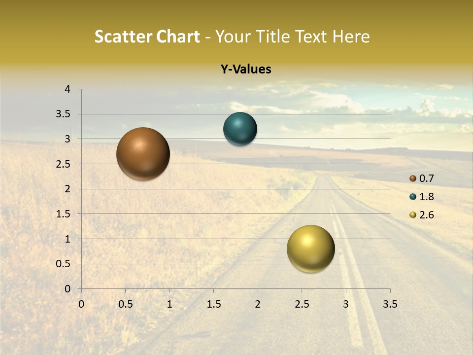 A Road Going Through A Field With A Cloudy Sky In The Background PowerPoint Template