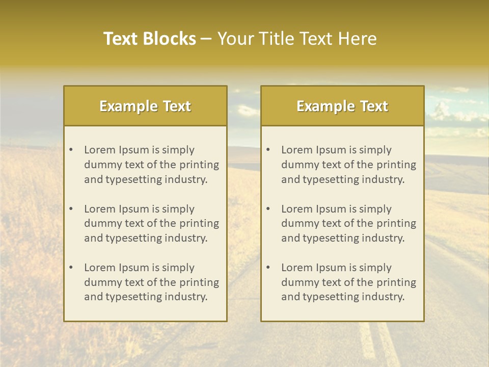 A Road Going Through A Field With A Cloudy Sky In The Background PowerPoint Template