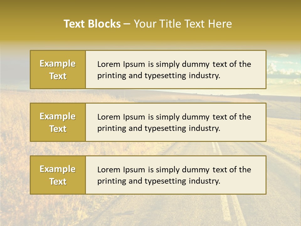 A Road Going Through A Field With A Cloudy Sky In The Background PowerPoint Template