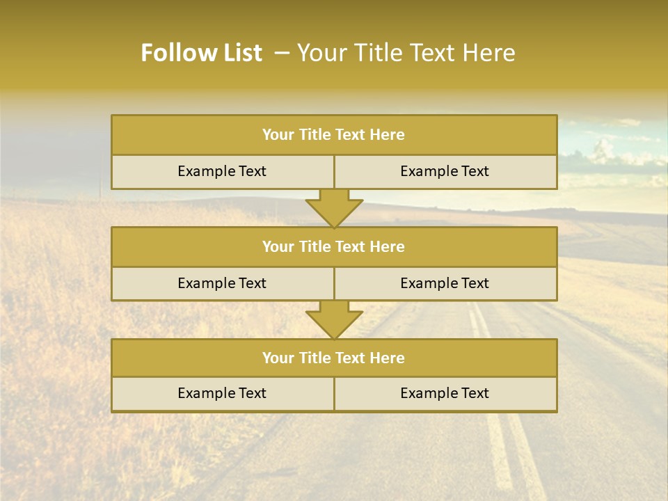 A Road Going Through A Field With A Cloudy Sky In The Background PowerPoint Template