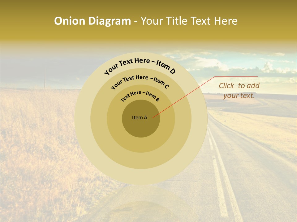 A Road Going Through A Field With A Cloudy Sky In The Background PowerPoint Template