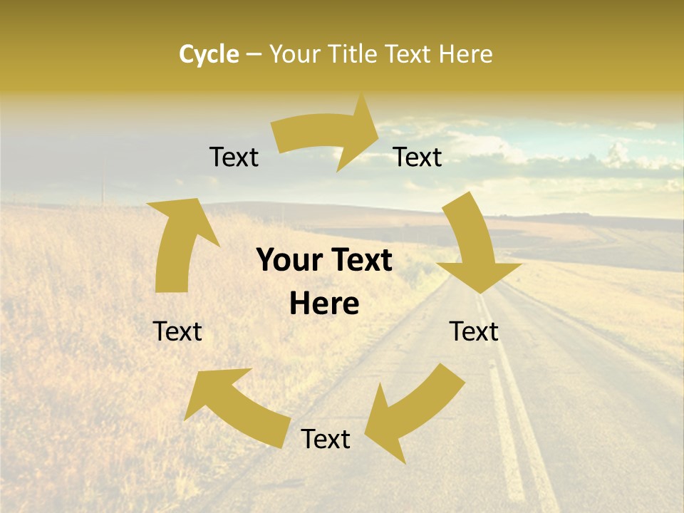 A Road Going Through A Field With A Cloudy Sky In The Background PowerPoint Template