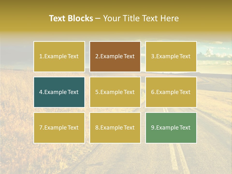 A Road Going Through A Field With A Cloudy Sky In The Background PowerPoint Template