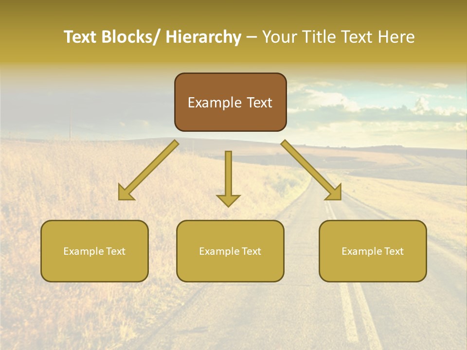 A Road Going Through A Field With A Cloudy Sky In The Background PowerPoint Template