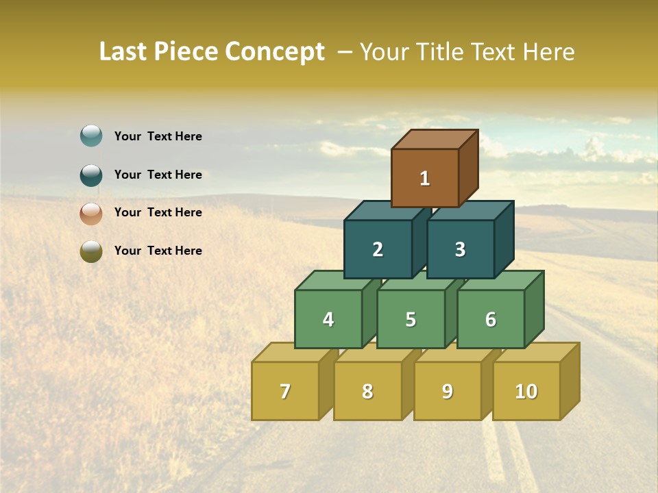 A Road Going Through A Field With A Cloudy Sky In The Background PowerPoint Template