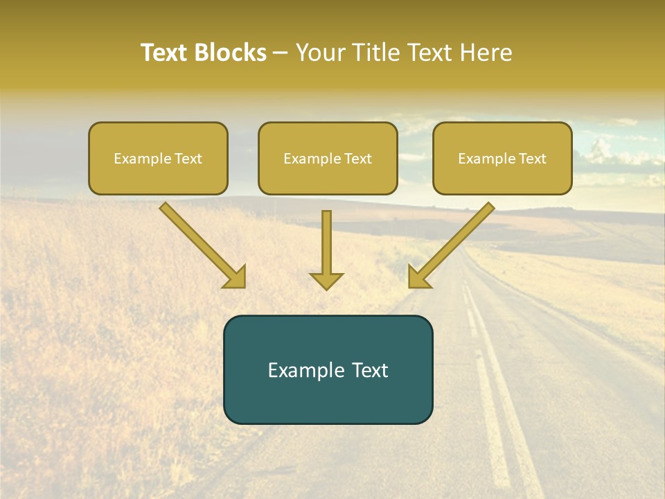 A Road Going Through A Field With A Cloudy Sky In The Background PowerPoint Template