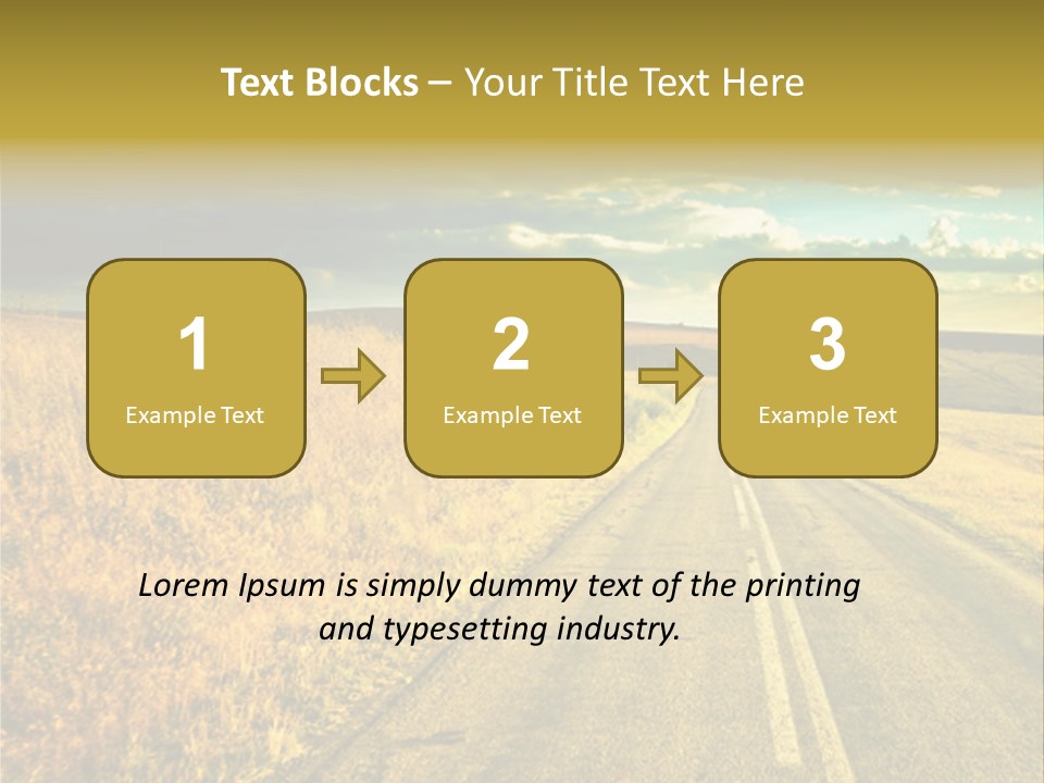 A Road Going Through A Field With A Cloudy Sky In The Background PowerPoint Template