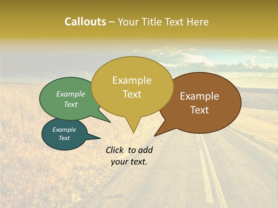 A Road Going Through A Field With A Cloudy Sky In The Background PowerPoint Template