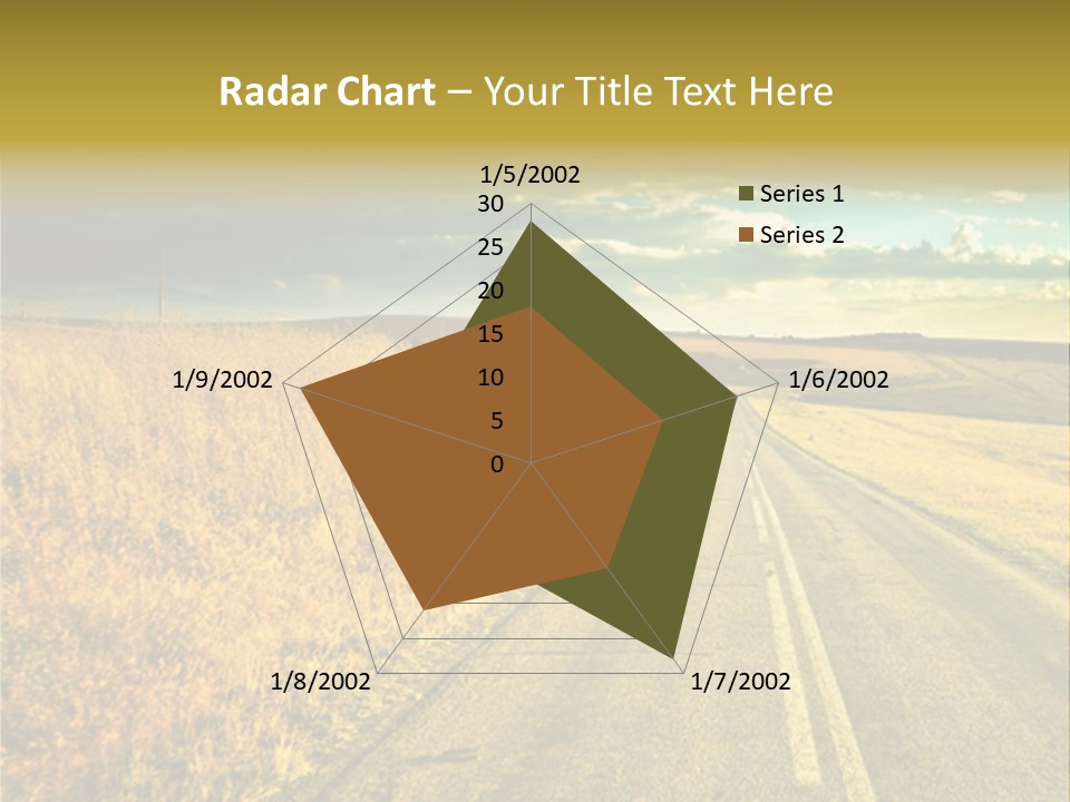 A Road Going Through A Field With A Cloudy Sky In The Background PowerPoint Template