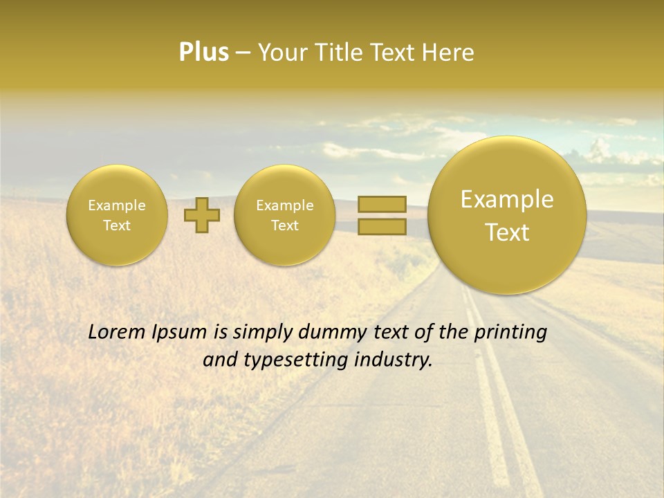 A Road Going Through A Field With A Cloudy Sky In The Background PowerPoint Template