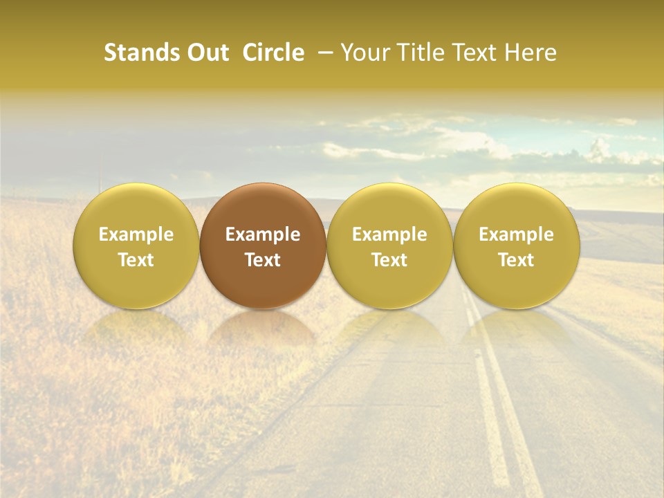 A Road Going Through A Field With A Cloudy Sky In The Background PowerPoint Template