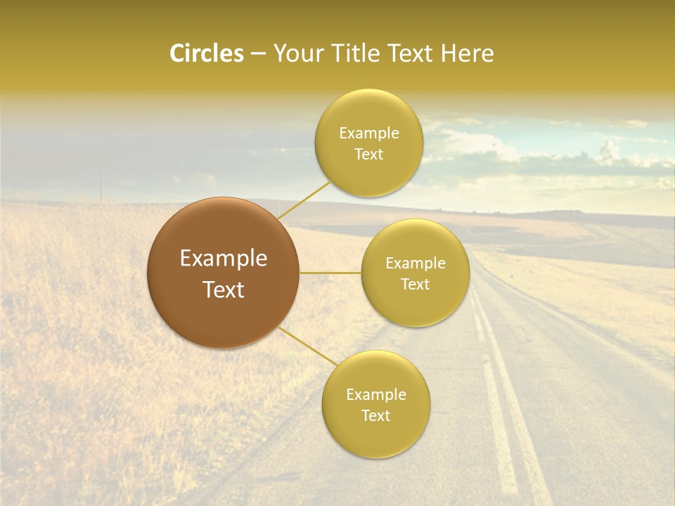 A Road Going Through A Field With A Cloudy Sky In The Background PowerPoint Template