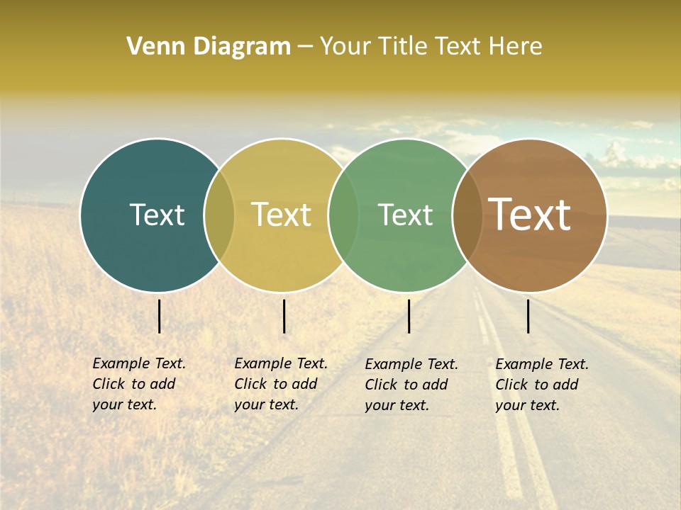 A Road Going Through A Field With A Cloudy Sky In The Background PowerPoint Template