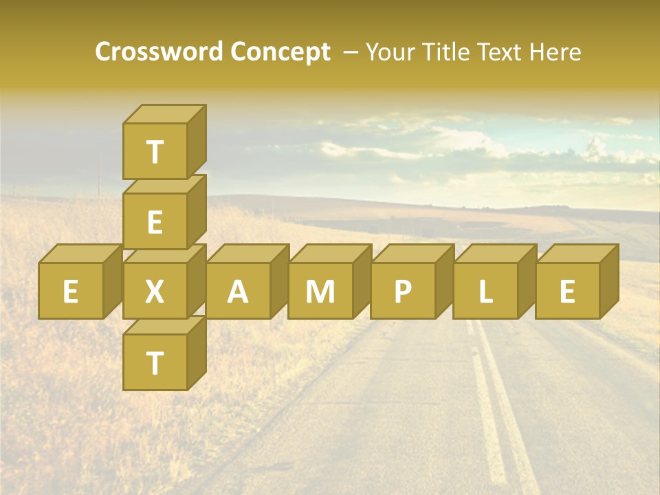 A Road Going Through A Field With A Cloudy Sky In The Background PowerPoint Template