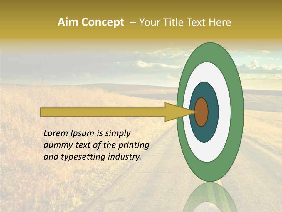 A Road Going Through A Field With A Cloudy Sky In The Background PowerPoint Template