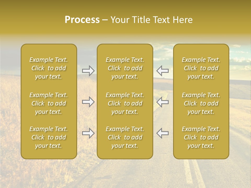 A Road Going Through A Field With A Cloudy Sky In The Background PowerPoint Template